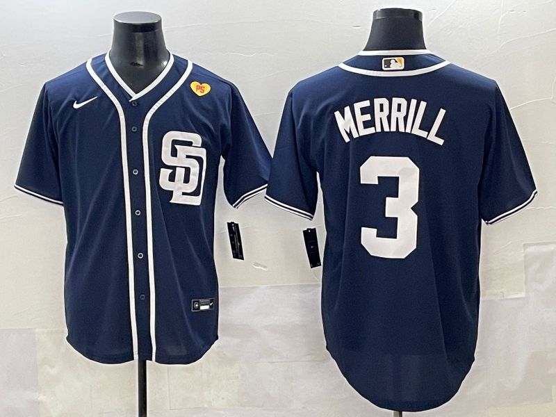 Men 2025 San Diego Padres #3 Merrill Dark Blue Game Nike MLB Jersey style 10